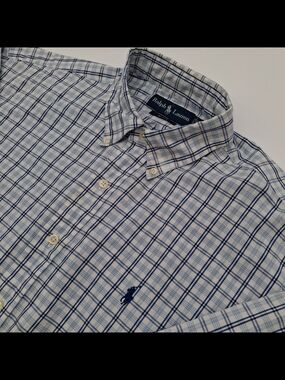 Polo Ralph Lauren Blake Men’s Blue &White Check Oxford Button-Down Large
